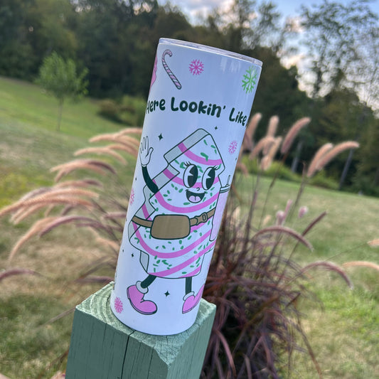 Pink Christmas Tree Lookin’ Like A Snack Tumbler | Stainless Steel Double Wall Tumbler