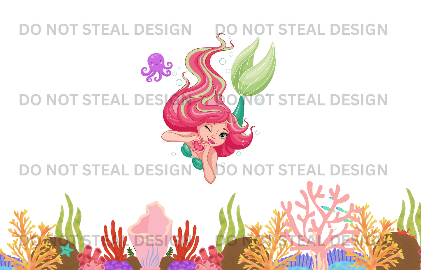 Miss Water-Melon the Mermaid Sippy Cup Instant Digital Download