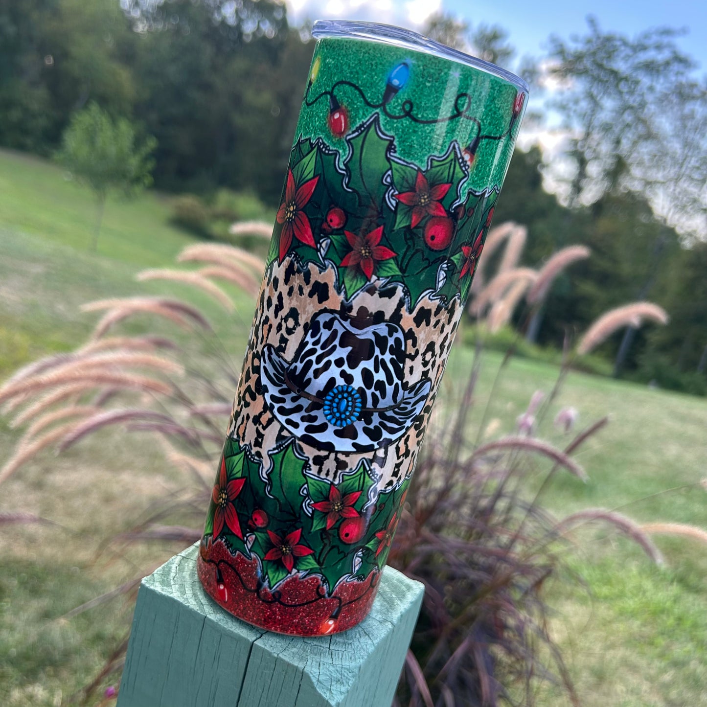 Holiday Cowgirl Hat Tumbler | Stainless Steel Double Wall Tumbler