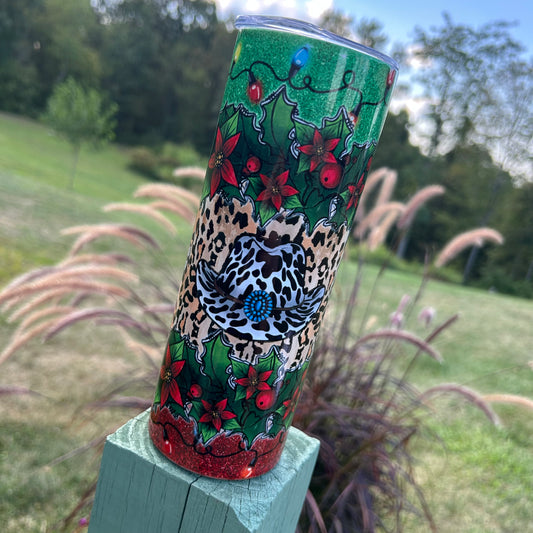 Holiday Cowgirl Hat Tumbler | Stainless Steel Double Wall Tumbler