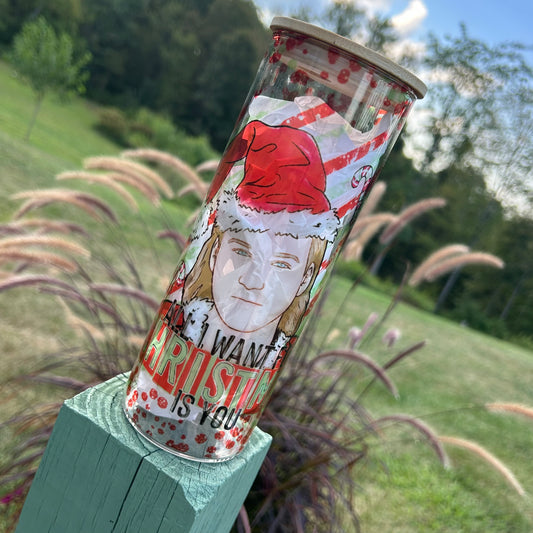 Christmas Guy All I Want Tumbler |  Glass Tumbler