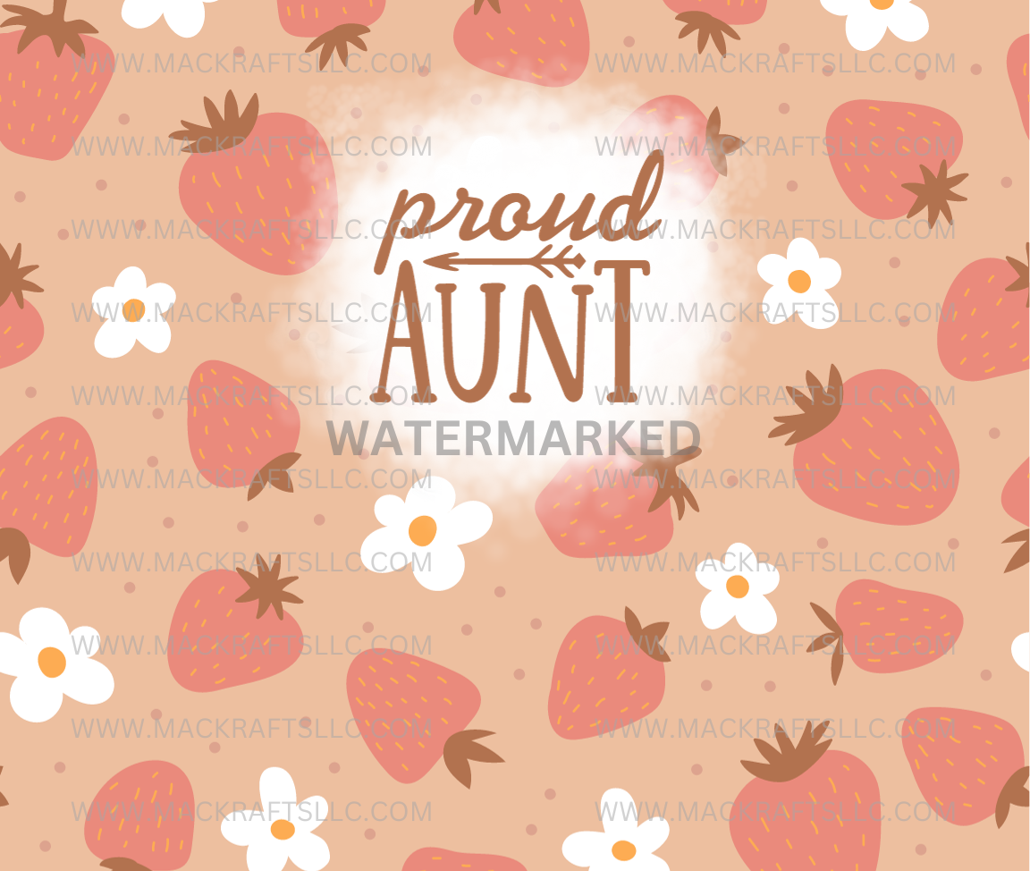 Proud Aunt Strawberries & Flowers Instant Digital Download