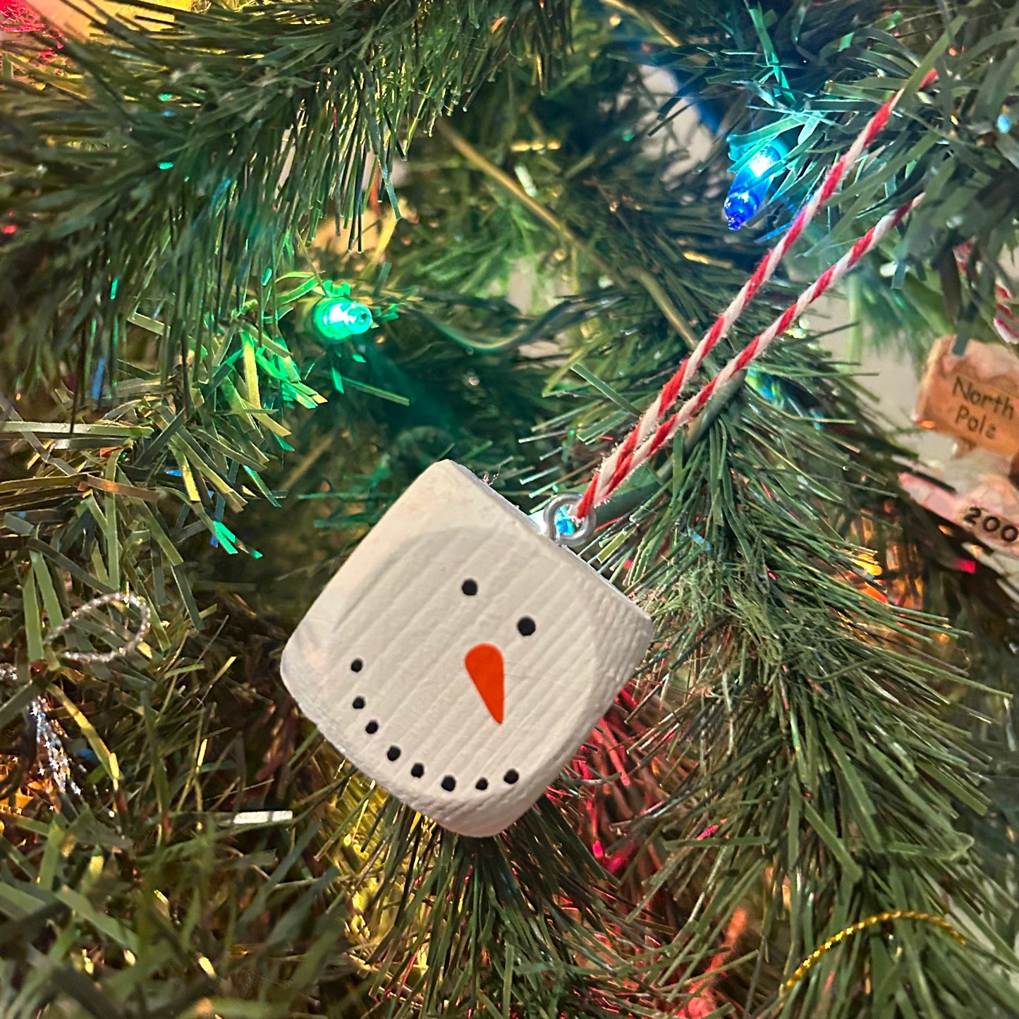 Snowman Head Block Ornament/Tag