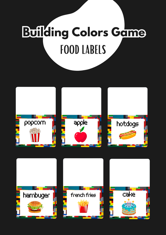 Building Color Game Food Label Instant Digital Download