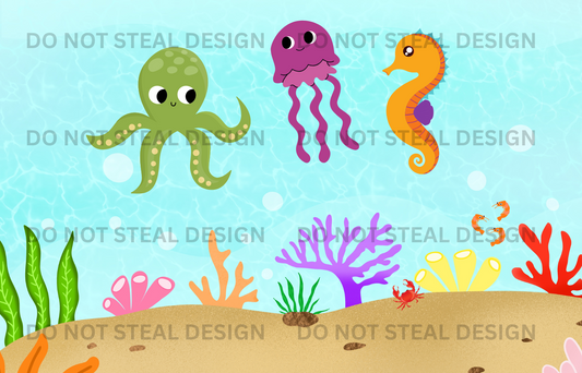 Down In the Sea Sippy Cup Instant Digital Download