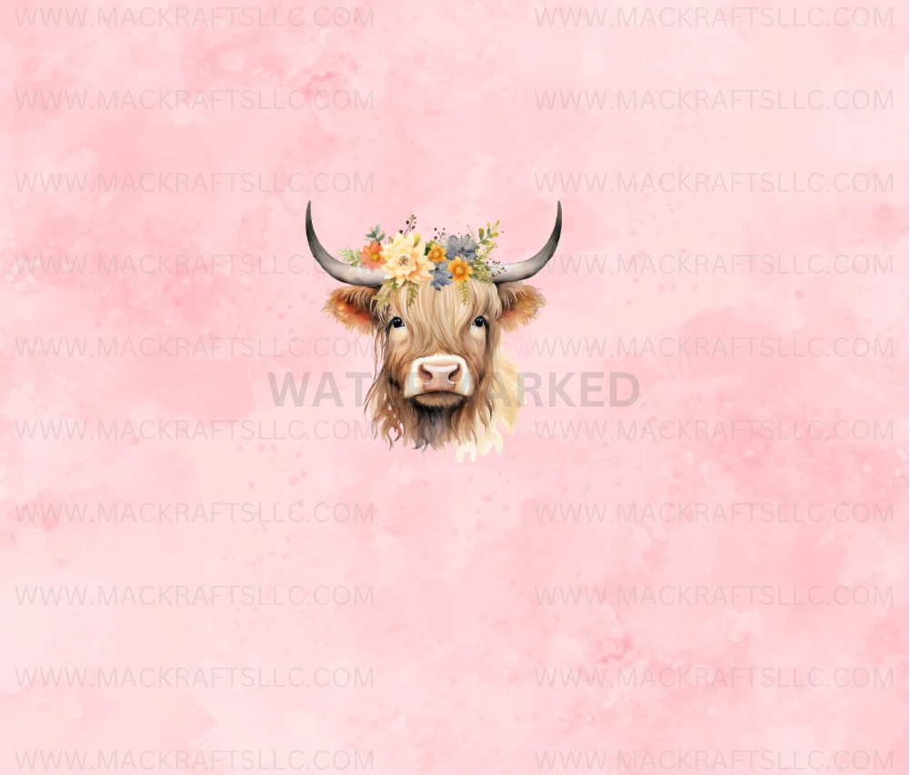 Highland Cow Pretty Pink Instant Digital Download