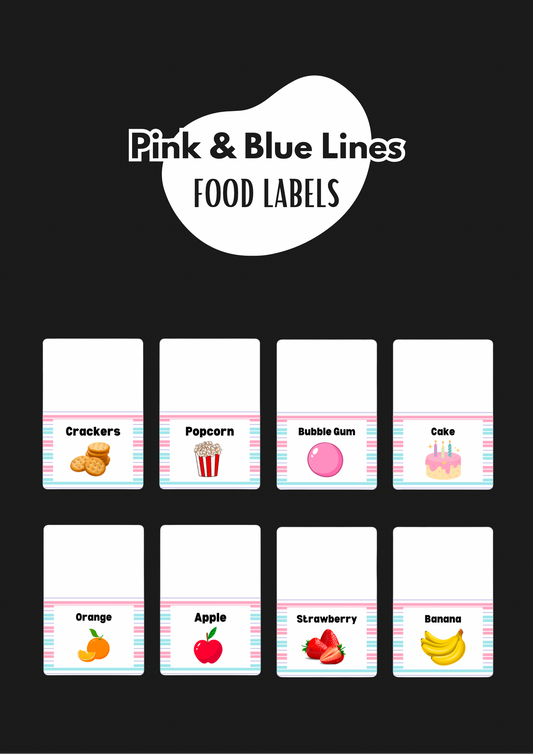 Pink and Blue Lines Food Label Instant Digital Download