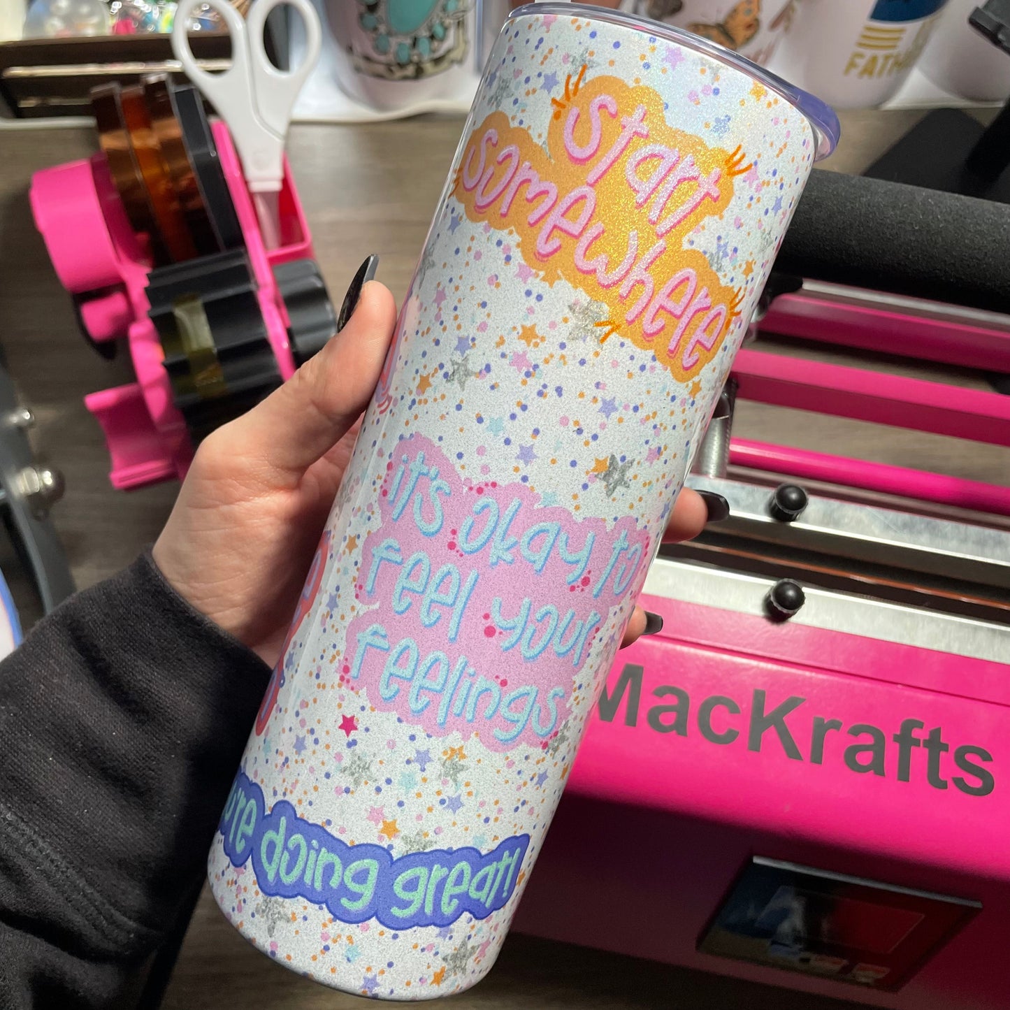 Cute Affirmations Holographic Tumbler