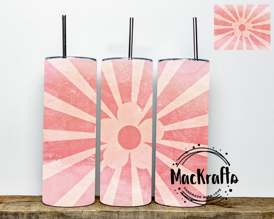 Pink Boho Hippie Flower Tumbler | Stainless Steel Double Wall Tumbler
