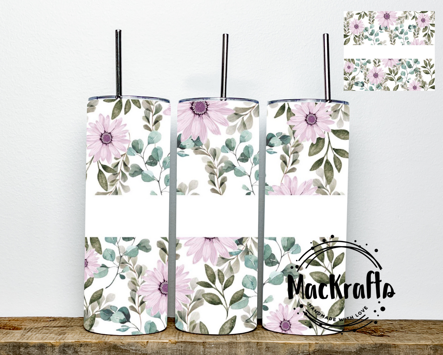 Purple Flowers Tumbler | Stainless Steel Double Wall Tumbler