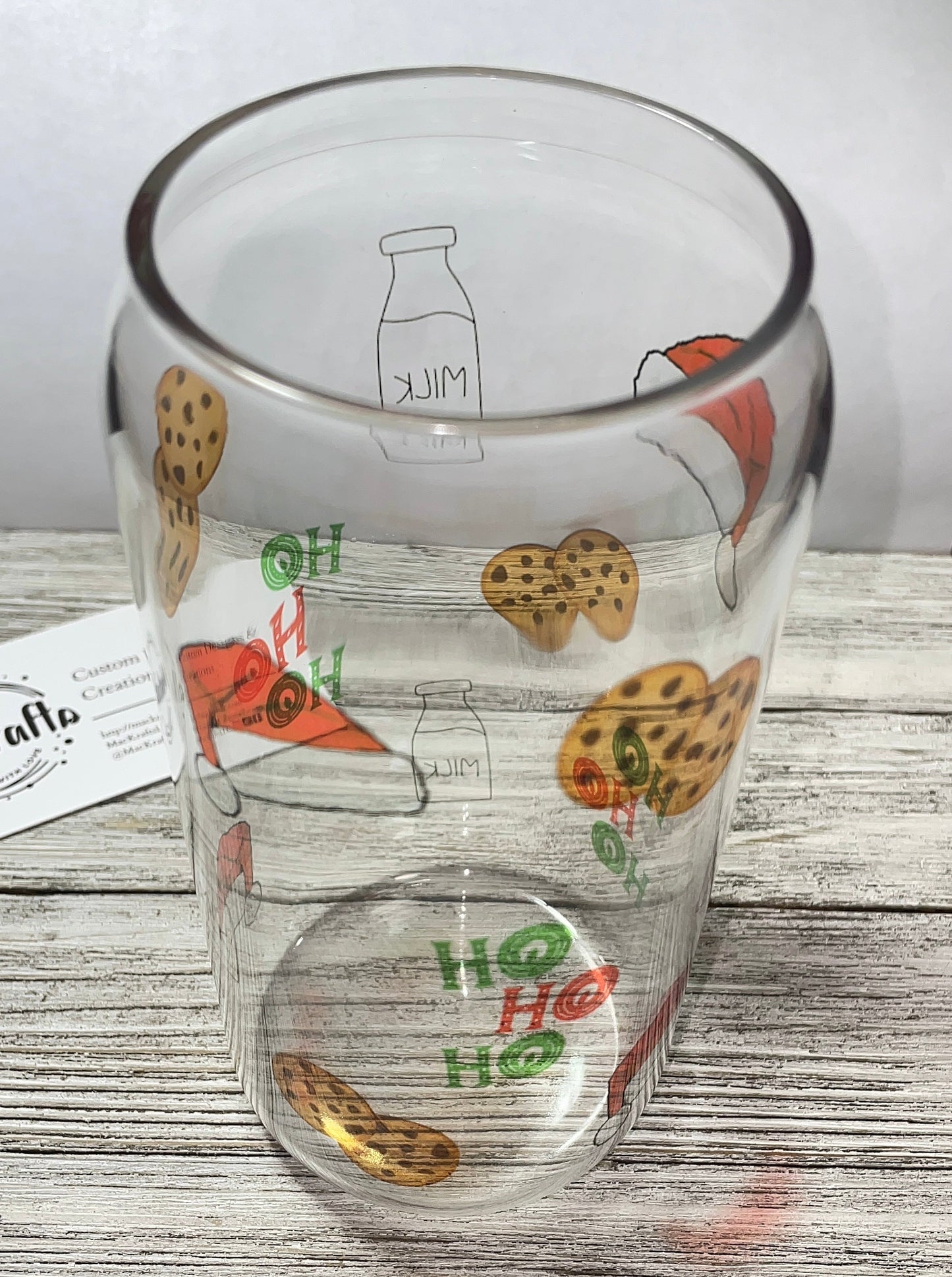 HO HO HO Milk Glass Cup | Santa Hats HO HO HO’s Cookies & Milk