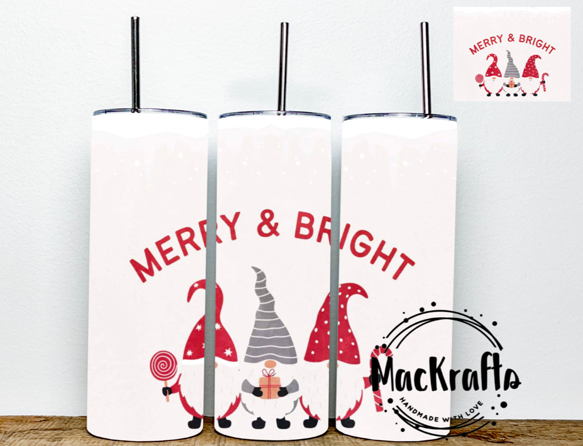 Gnome Red And White Christmas Tumbler | Stainless Steel Double Wall Tumbler