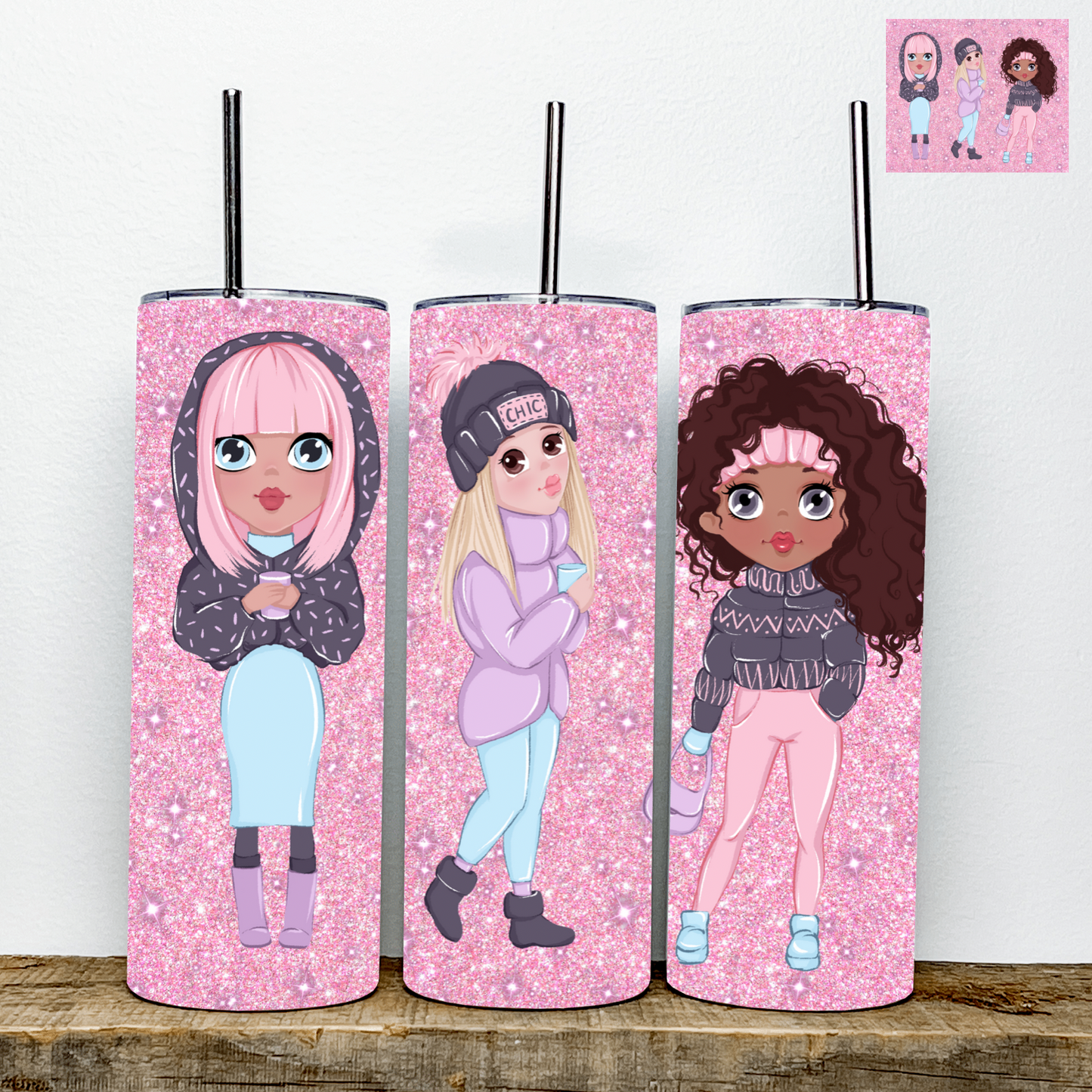 Winter Girls Tumbler | Stainless Steel Double Wall Tumbler