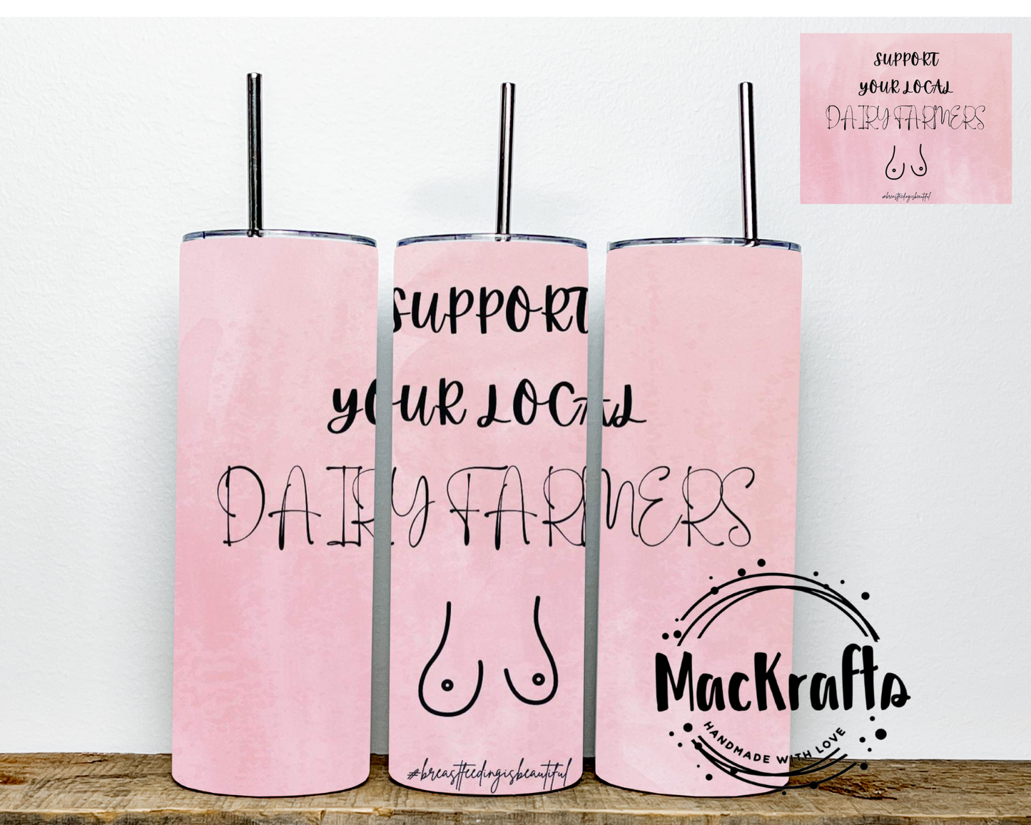 Support Your Local Dairy Farmers Tumbler | Stainless Steel Double Wall Tumbler