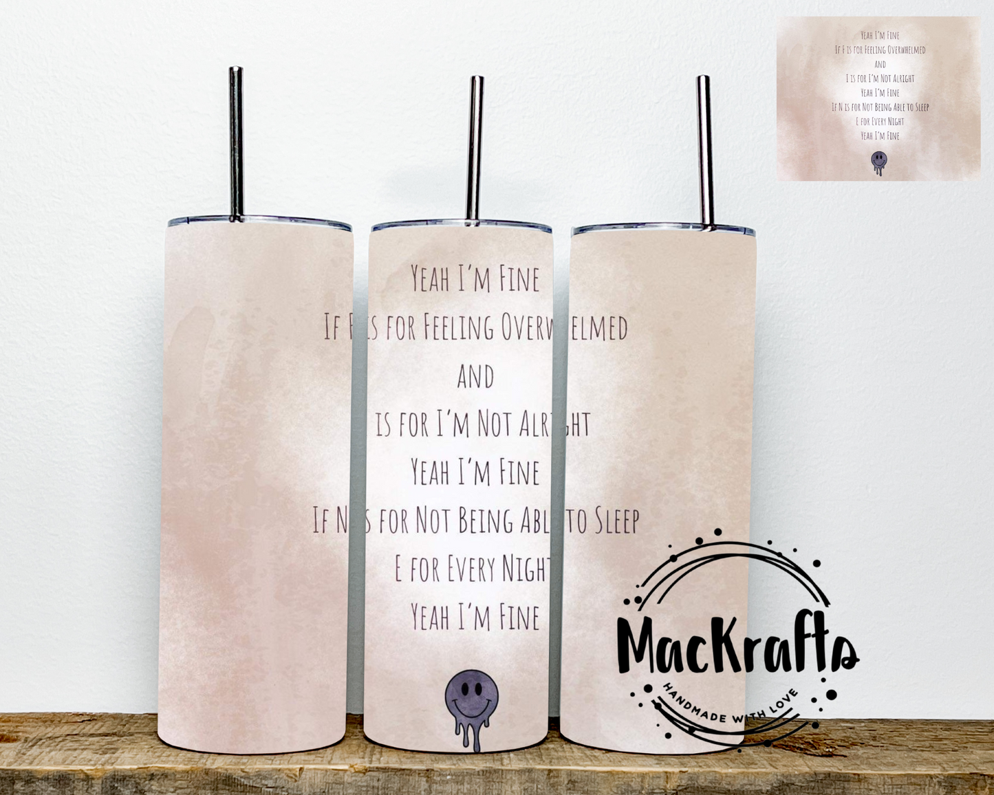 I’m Fine Brown Tumbler | Stainless Steel Double Wall Tumbler