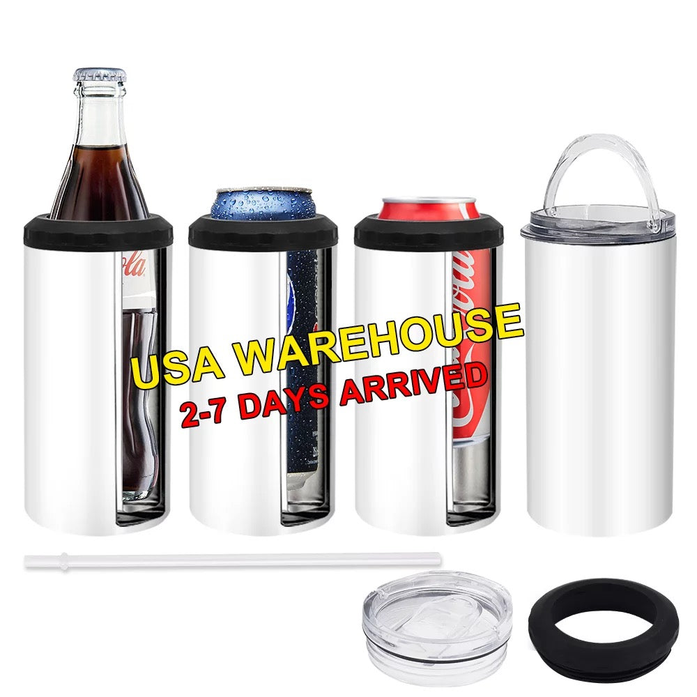 4-in-1 Can Cooler & Tumbler (16oz) | Blank Sublimation Stainless Steel  Tumbler