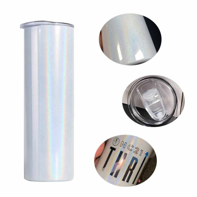 BLANK 20oz Sublimation GLITTER/Holographic Straight Tumblers | Case of 25