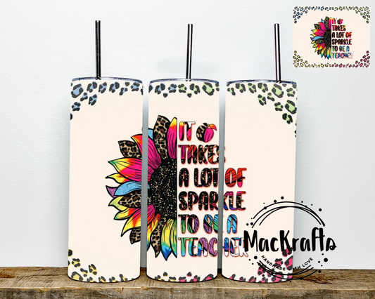 Rainbow Sunflower Teacher Tumbler | Stainless Steel Double Wall Tumbler