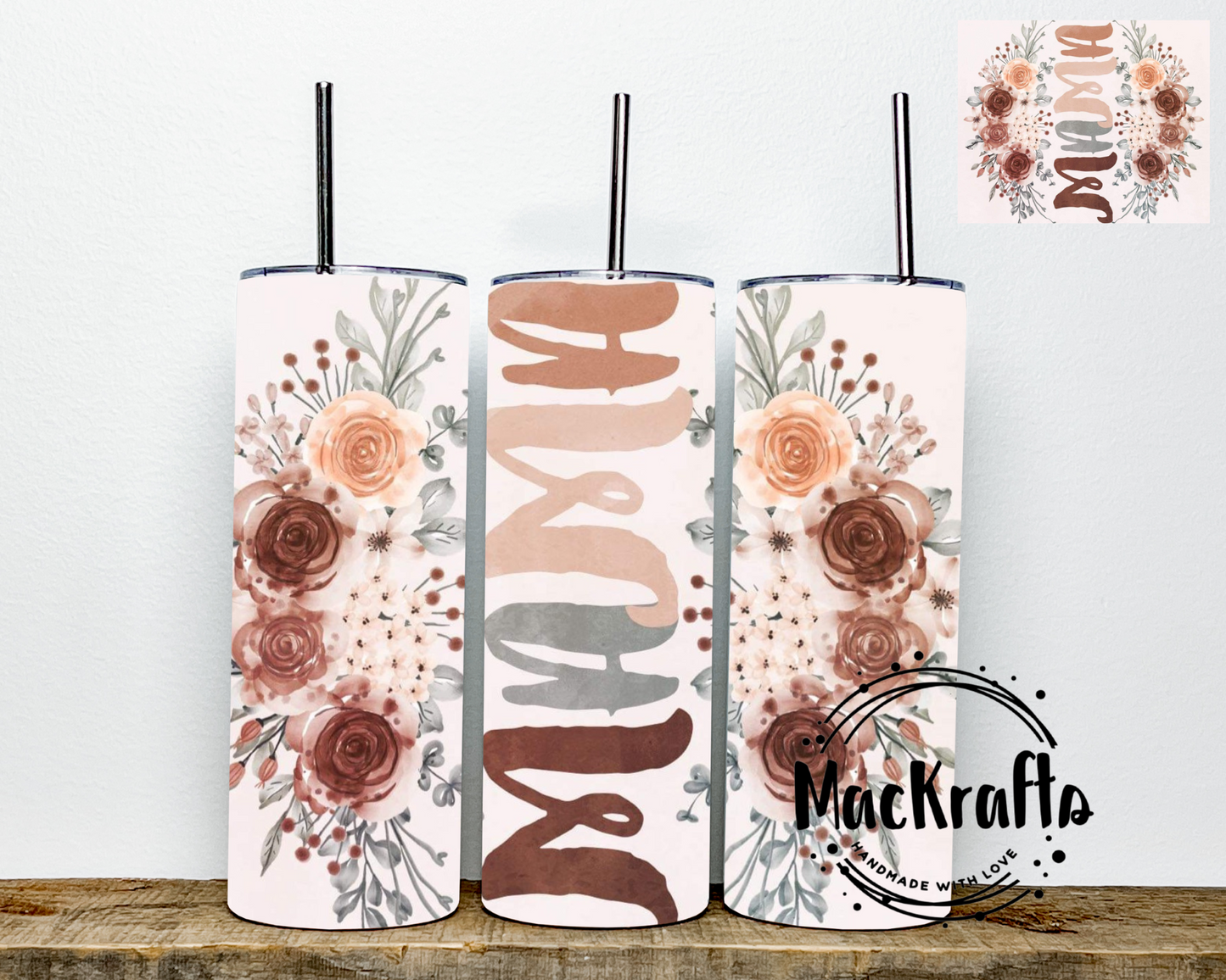 Mama Floral Light Pink Tumbler | Stainless Steel Double Wall Tumbler