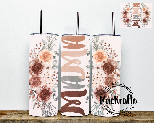 Mama Floral Light Pink Tumbler | Stainless Steel Double Wall Tumbler