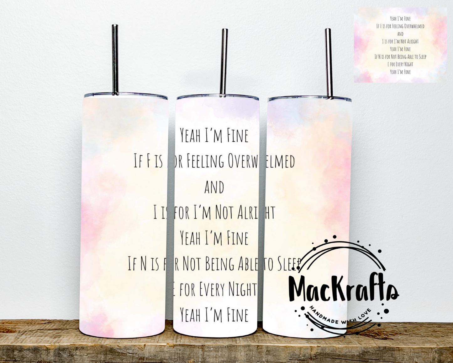 I’m Fine Tumbler | Stainless Steel Double Wall Tumbler