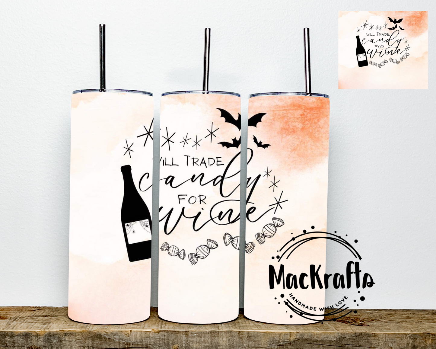 Will Trade Candy For Wine Tumbler | Stainless Steel Double Wall Tumbler