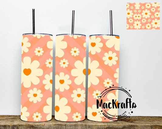 Flowers and Hearts Boho Tumbler | Stainless Steel Double Wall Tumbler