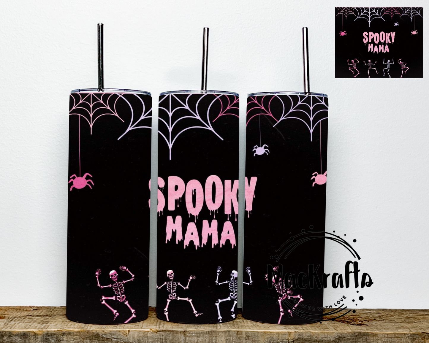 Dancing Skeleton Spooky Mama Tumbler | Stainless Steel Double Wall Tumbler