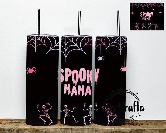 Dancing Skeleton Spooky Mama Tumbler | Stainless Steel Double Wall Tumbler