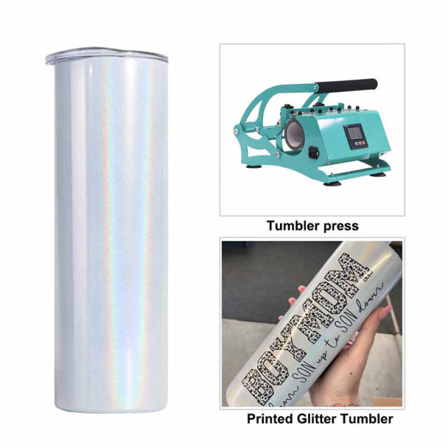 BLANK 20oz Sublimation GLITTER/Holographic Straight Tumblers | Case of 25