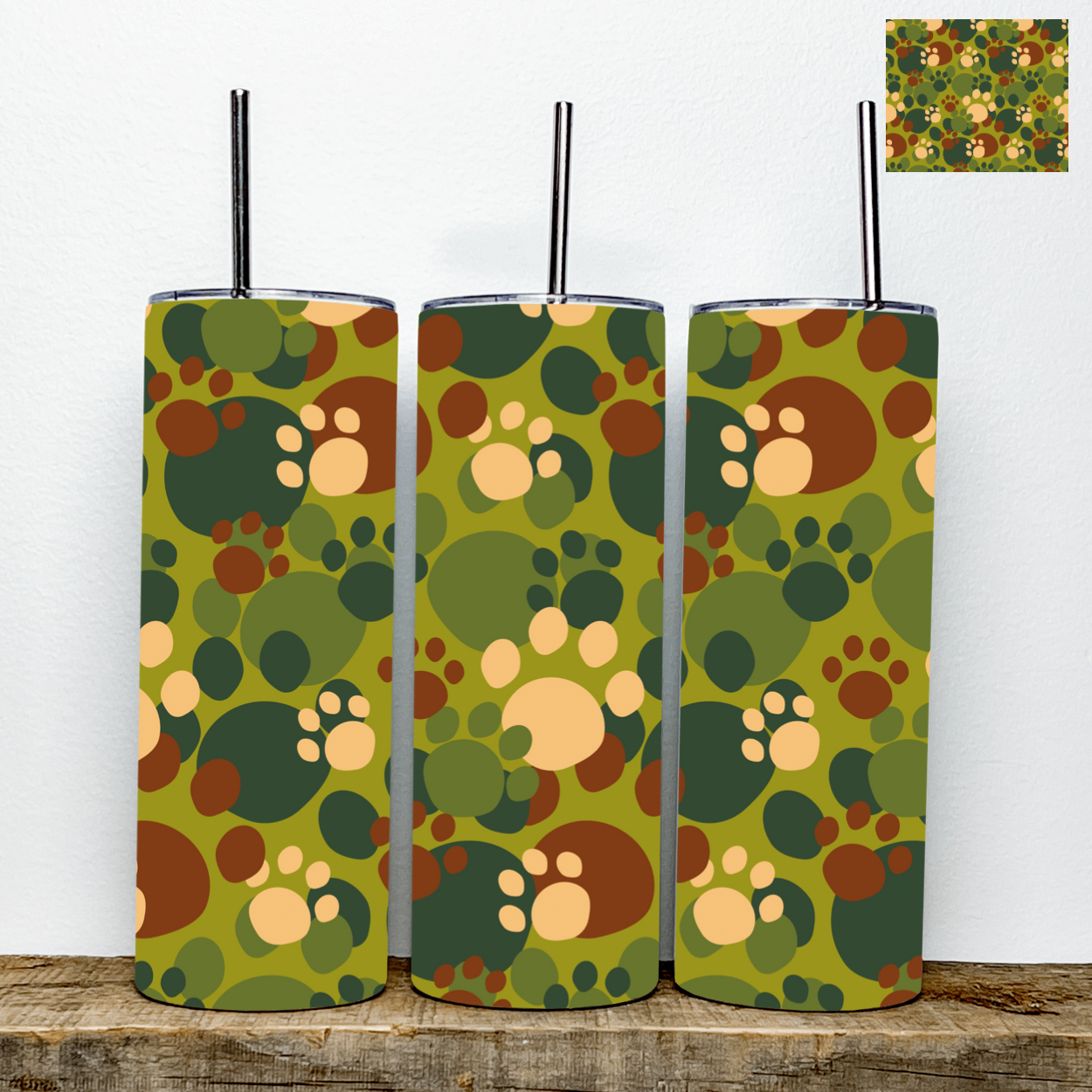 Camo paw prints Tumbler | Stainless Steel Double Wall Tumbler