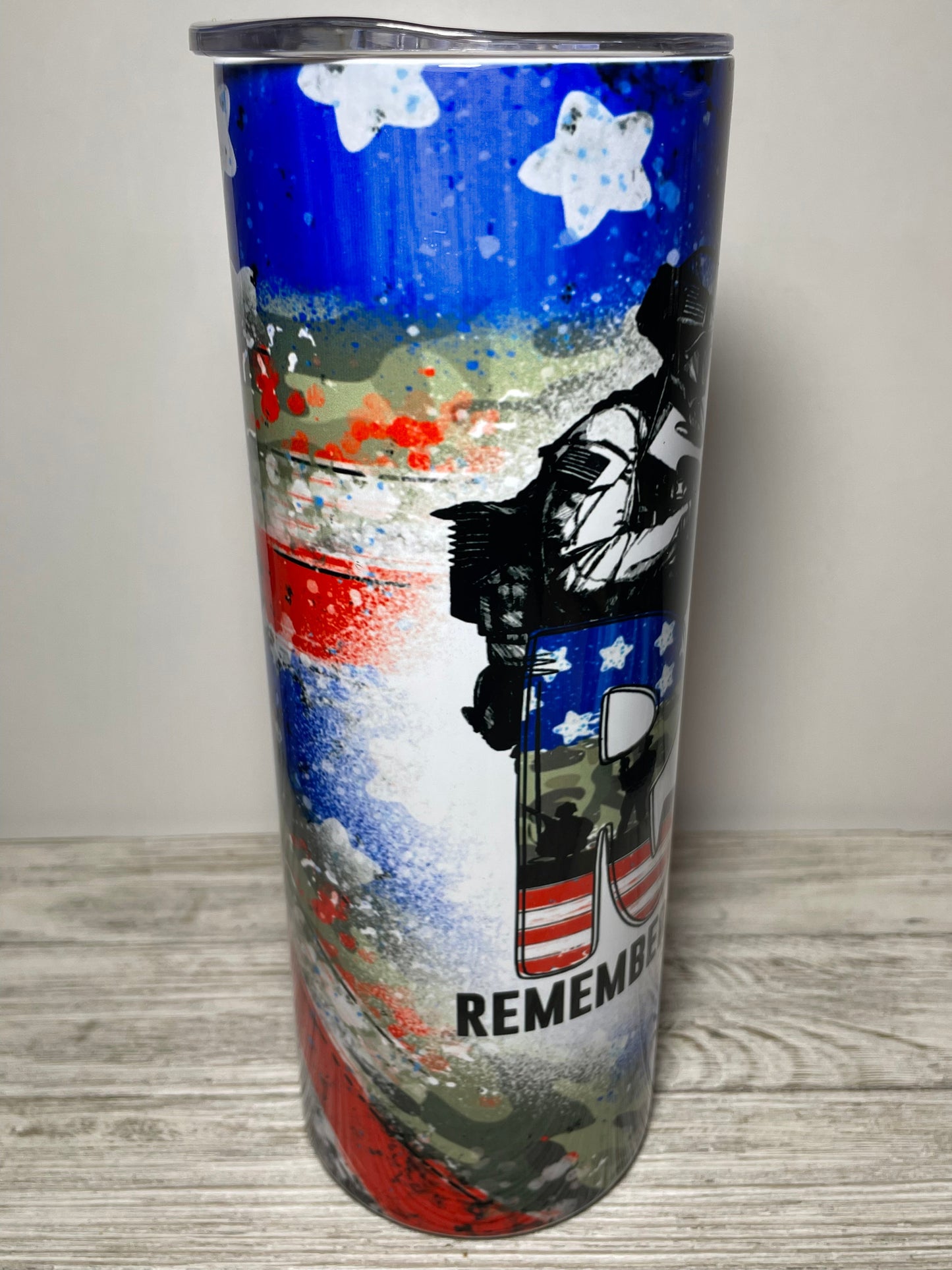 R.E.D Remember Everyone Deployed Flag/Camo Tumbler