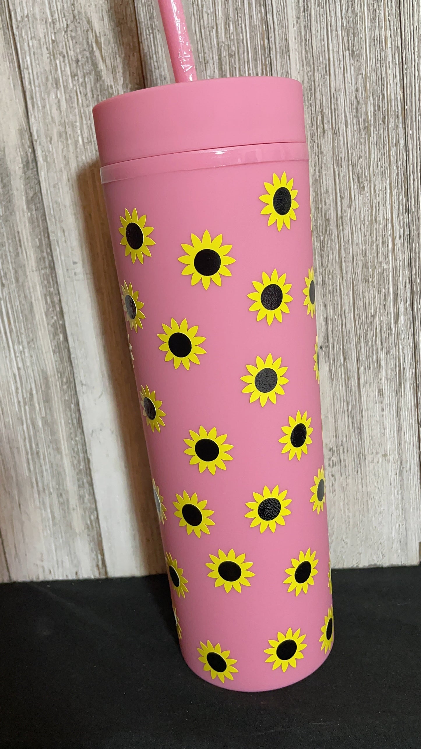 Pink & Sunflowers 17oz Acrylic Tumbler