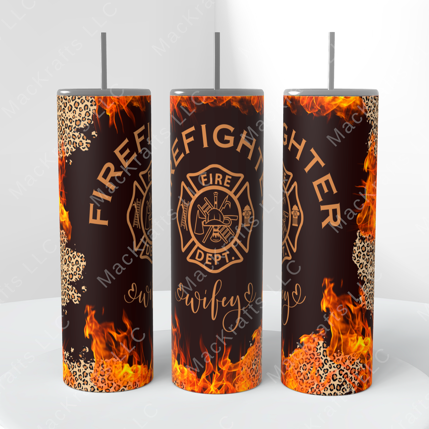 Firefighter Wife BROWN With Cheetah Print 20oz Tumbler