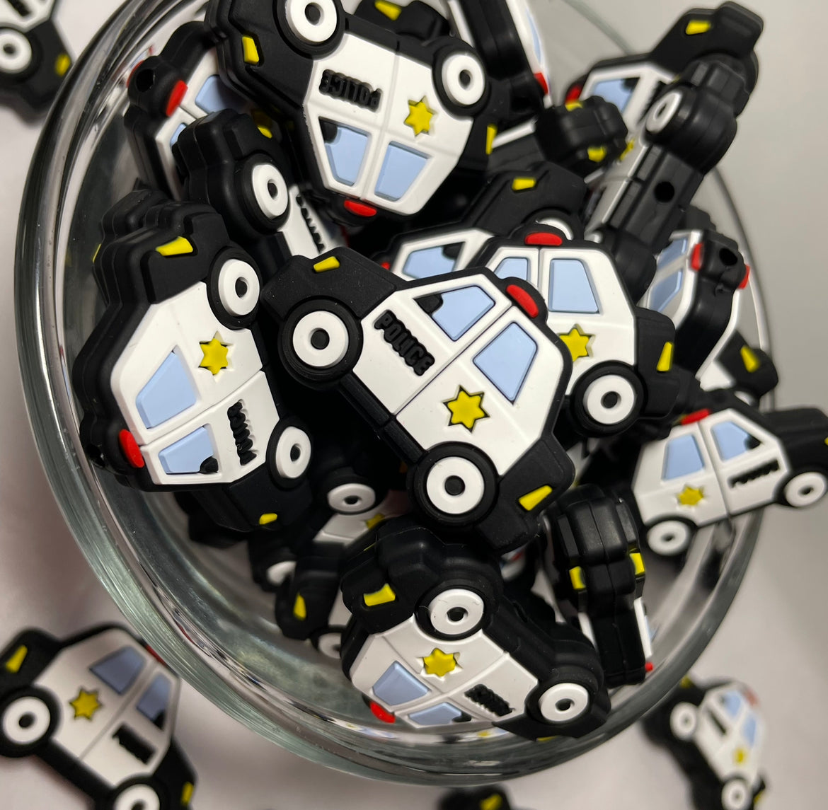 Black Police Car Focal Silicone Beads, Police Silicone Focals, Silicone Beads, Black Silicone Beads, Police Officer Silicone Focal Beads, Focal Beads, Focal Silicone Beads, Beads for Crafting