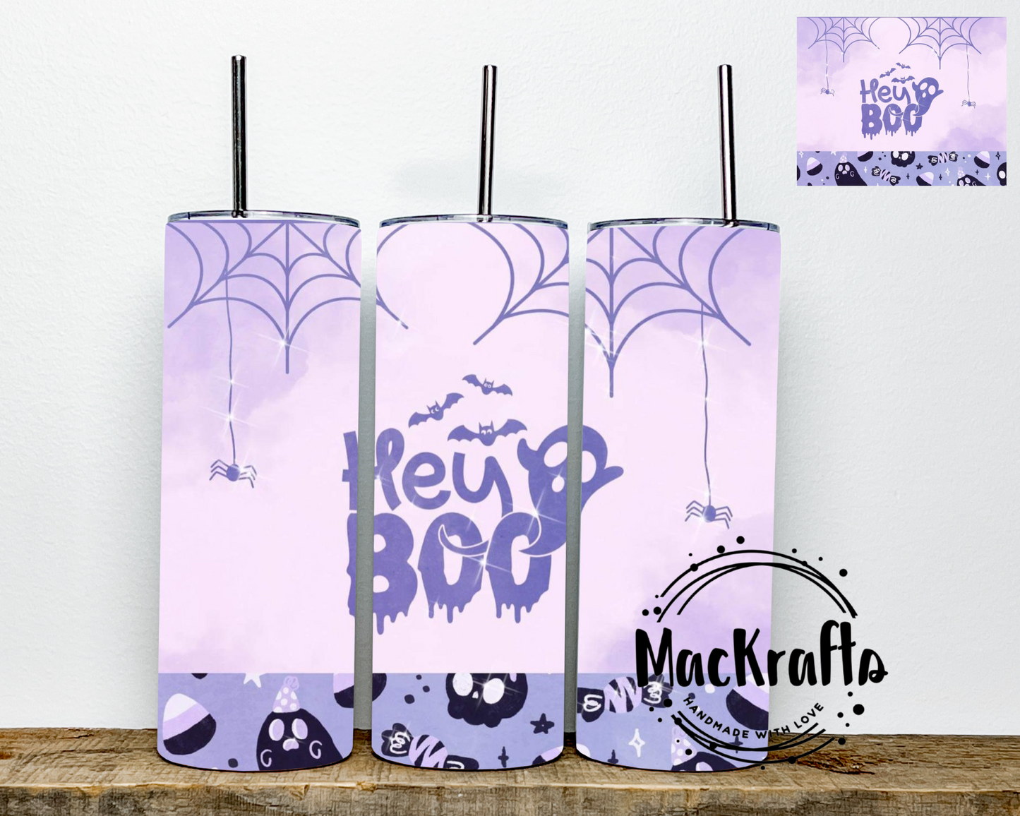 Purple Hey Boo Tumbler | Stainless Steel Double Wall Tumbler