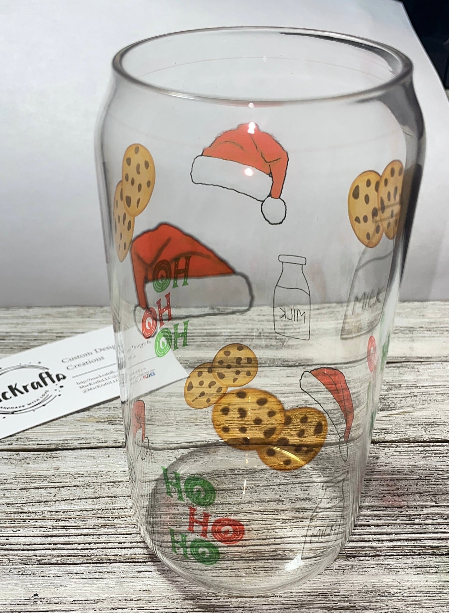 HO HO HO Milk Glass Cup | Santa Hats HO HO HO’s Cookies & Milk