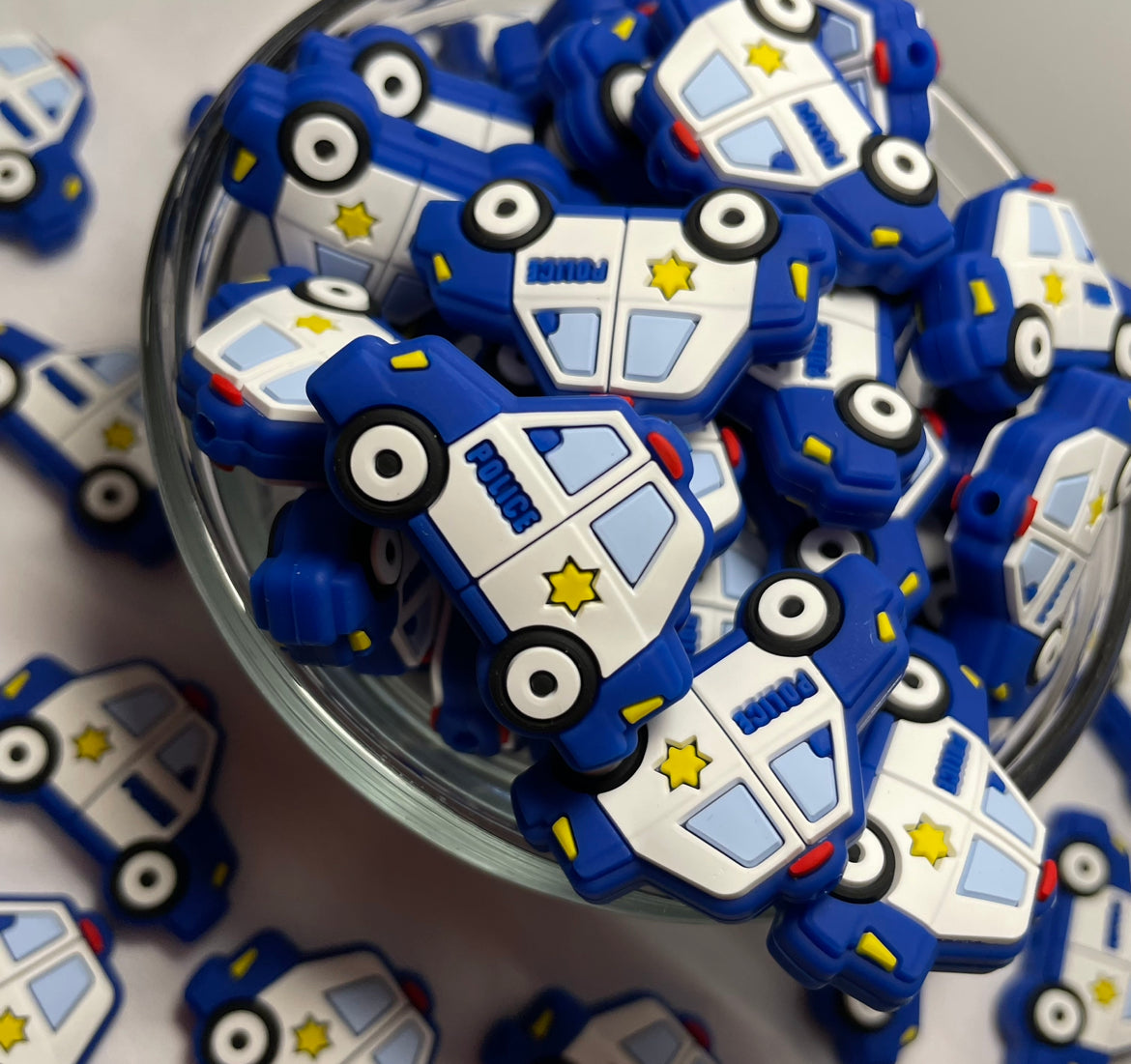 Blue Police Car Focal Silicone Beads, Police Silicone Focals, Silicone Beads, Blue Silicone Beads, Police Officer Silicone Focal Beads, Focal Beads, Focal Silicone Beads, Beads for Crafting