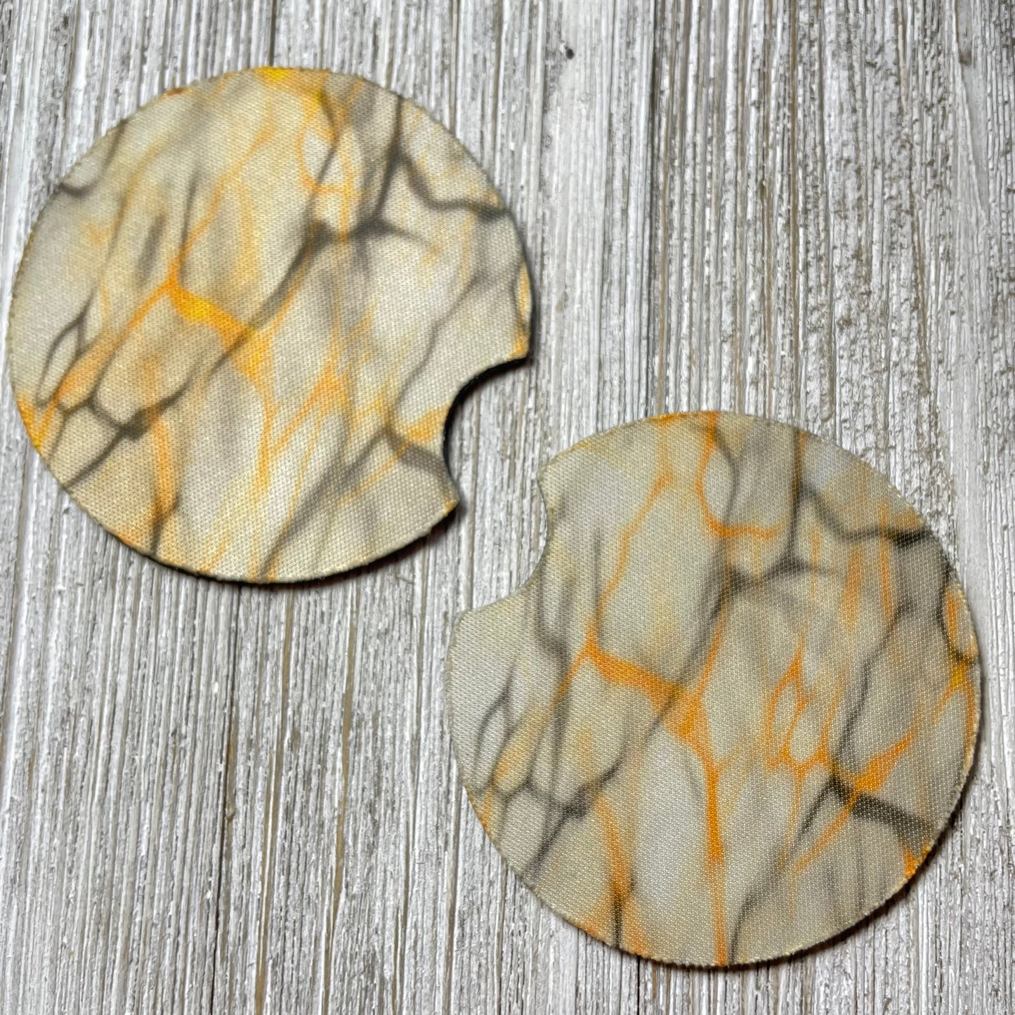 Orange and black marble Drink Coaster set of 2