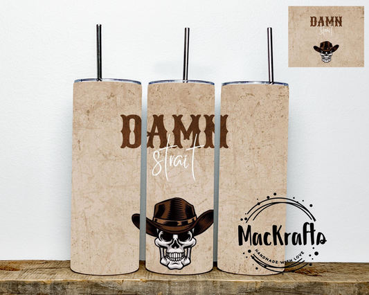 Damn Strait Western SkullTumbler | Stainless Steel Double Wall Tumbler of Purple Halloween Pattern Tumbler | Stainless Steel Double Wall Tumbler