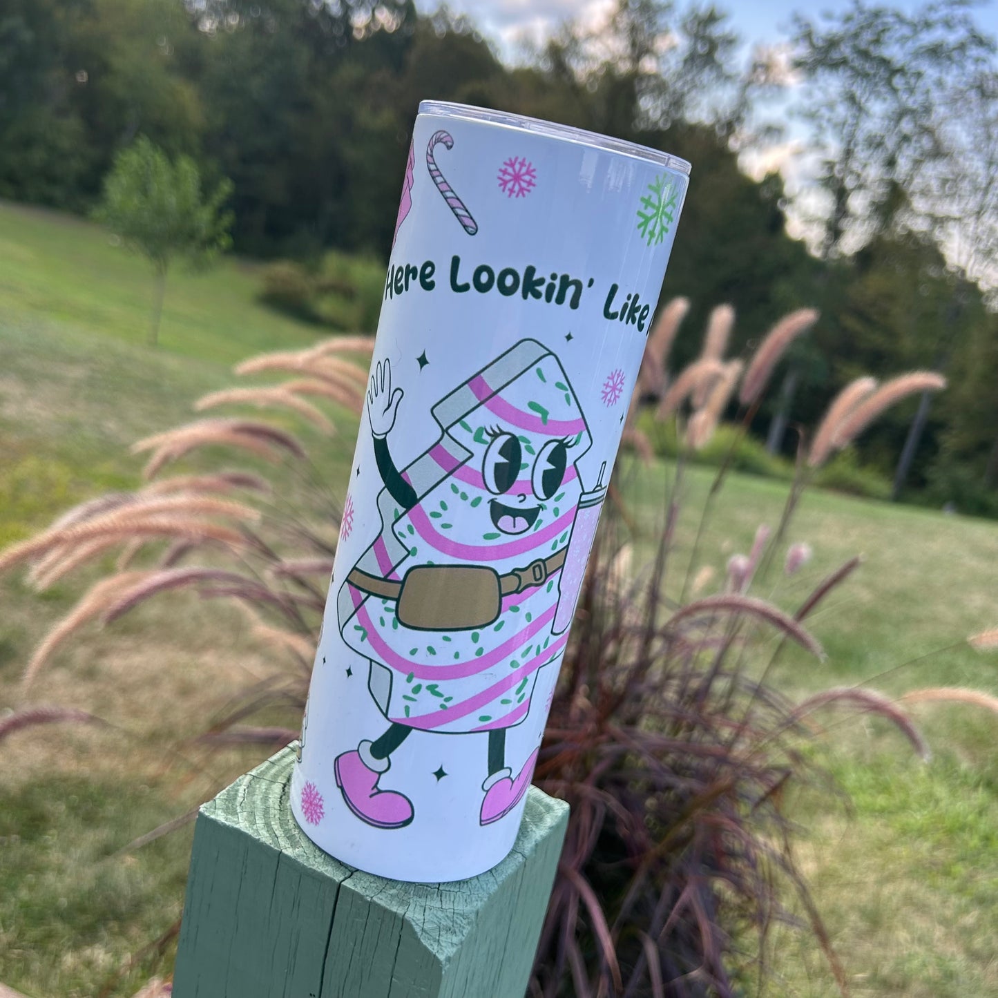 Pink Christmas Tree Lookin’ Like A Snack Tumbler | Stainless Steel Double Wall Tumbler