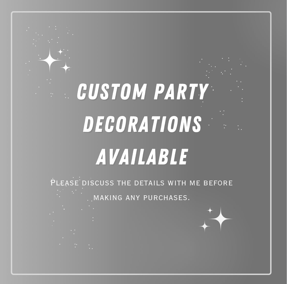 NEW TO THE SHOP****** Custom Party Decorations & Party Favors