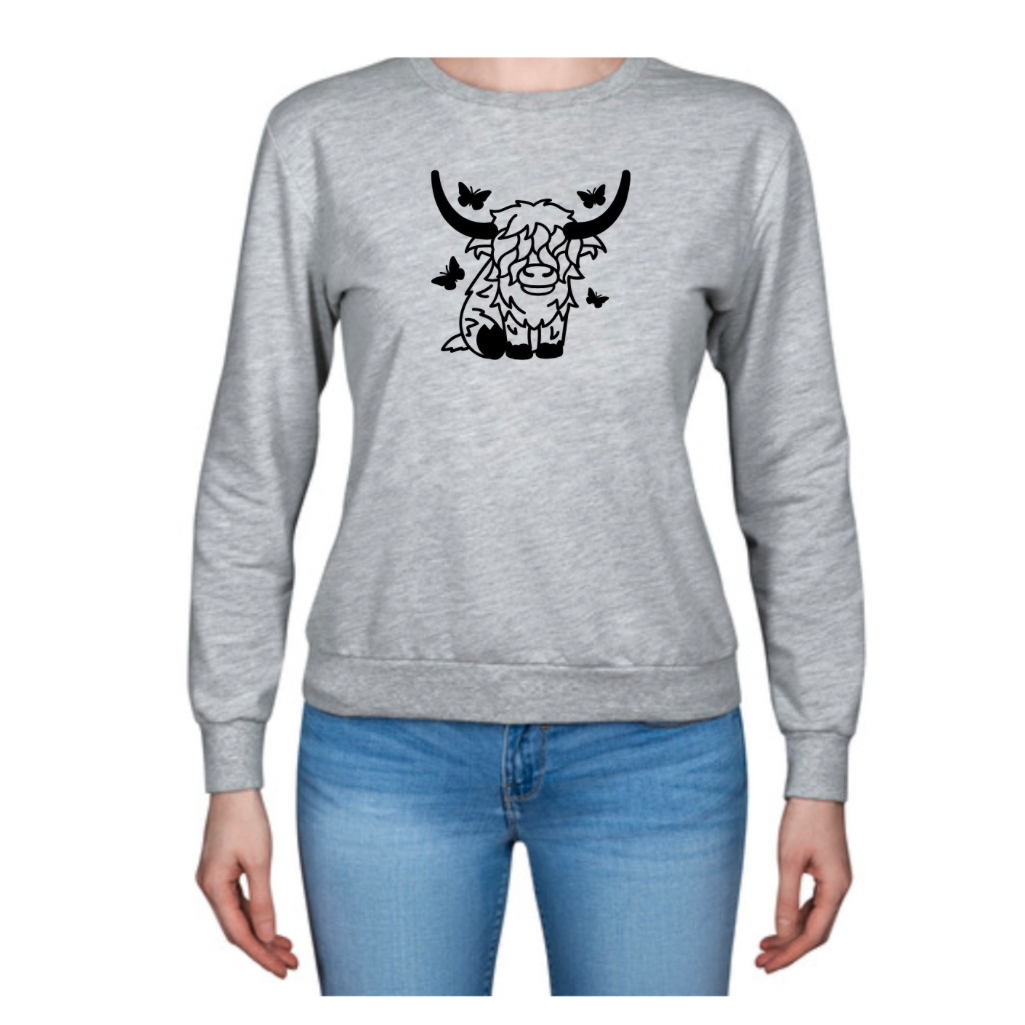 Highland Cow & Butterflies Sweatshirt