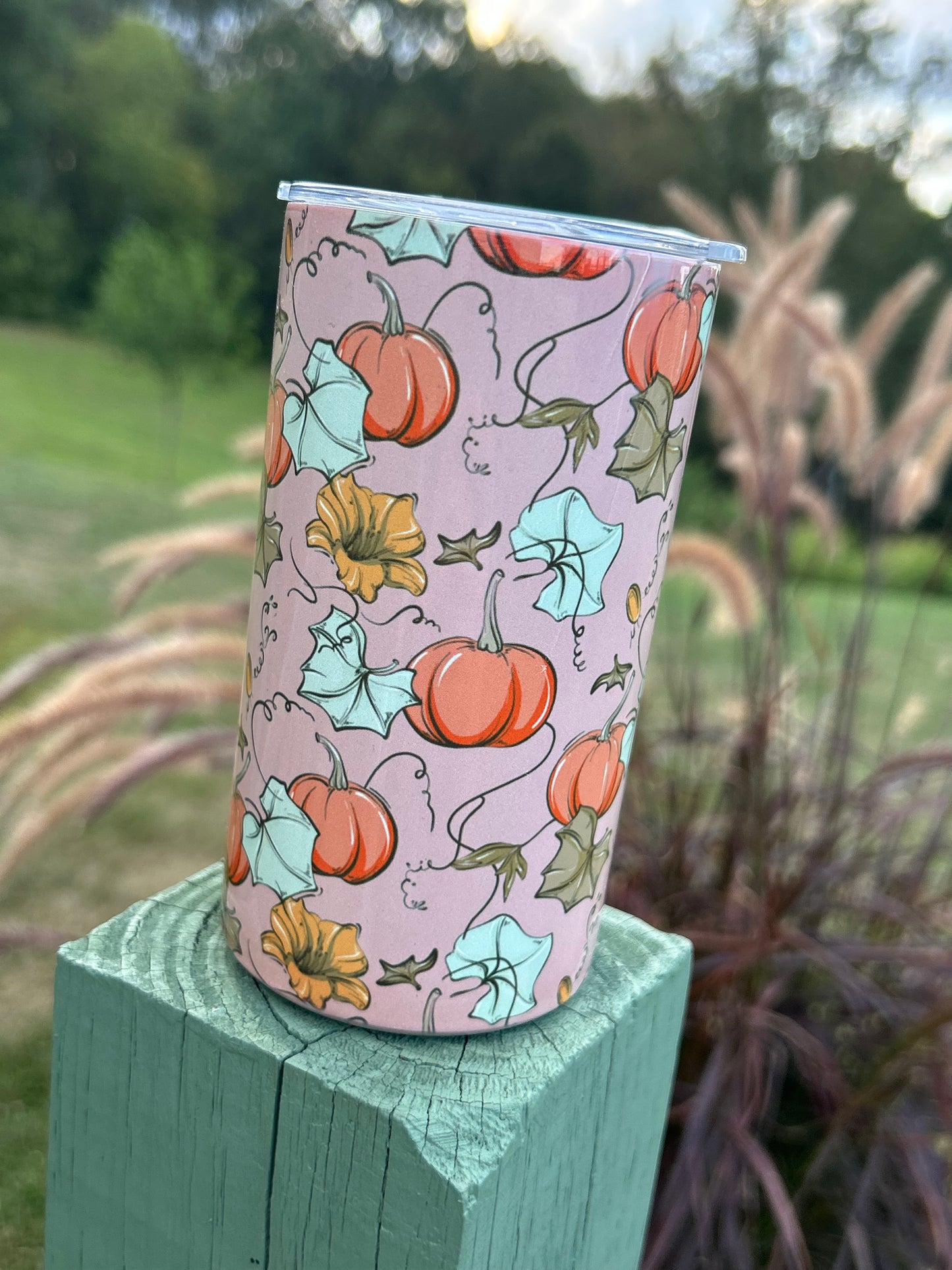 Pink Pumpkin Patch Stainless Steel Kid Cup (Sippy & Tumbler Lid)