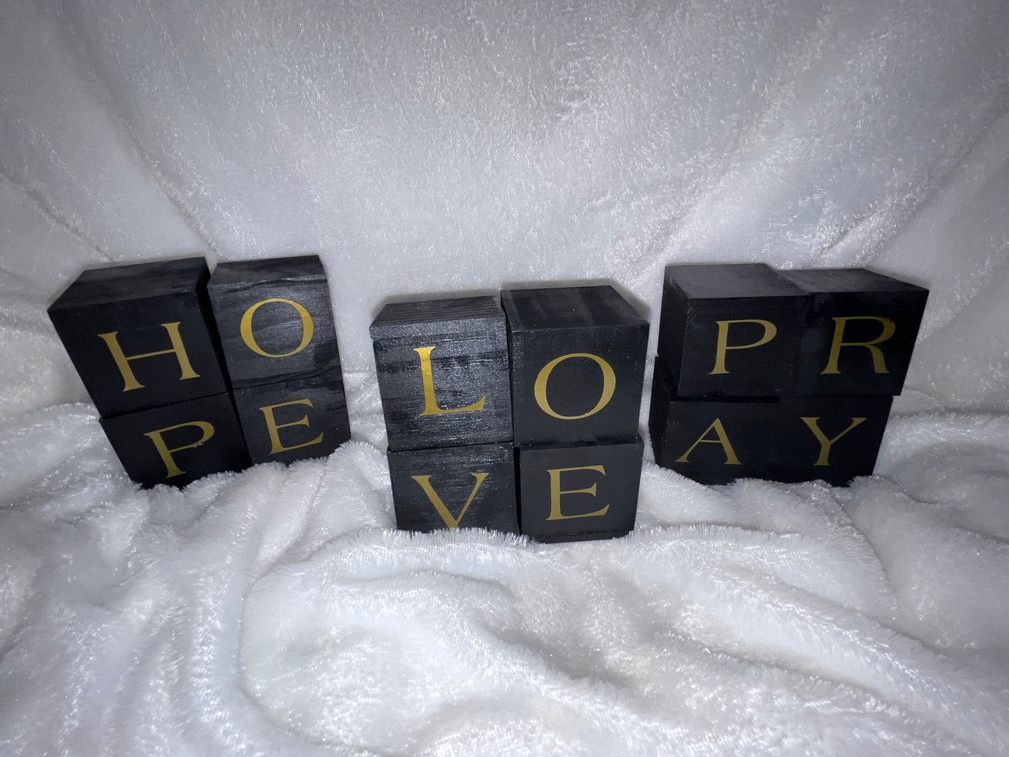 Hope, Love, Pray Black & Gold Block Set