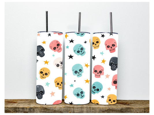 Cuties Skulls Teal Tumbler | Stainless Steel Double Wall Tumbler