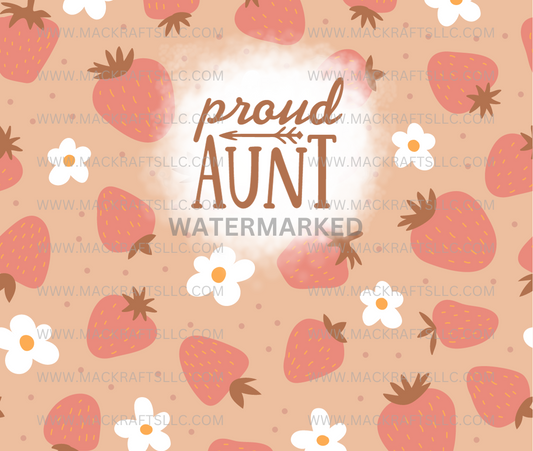 Proud Aunt Strawberries & Flowers Instant Digital Download