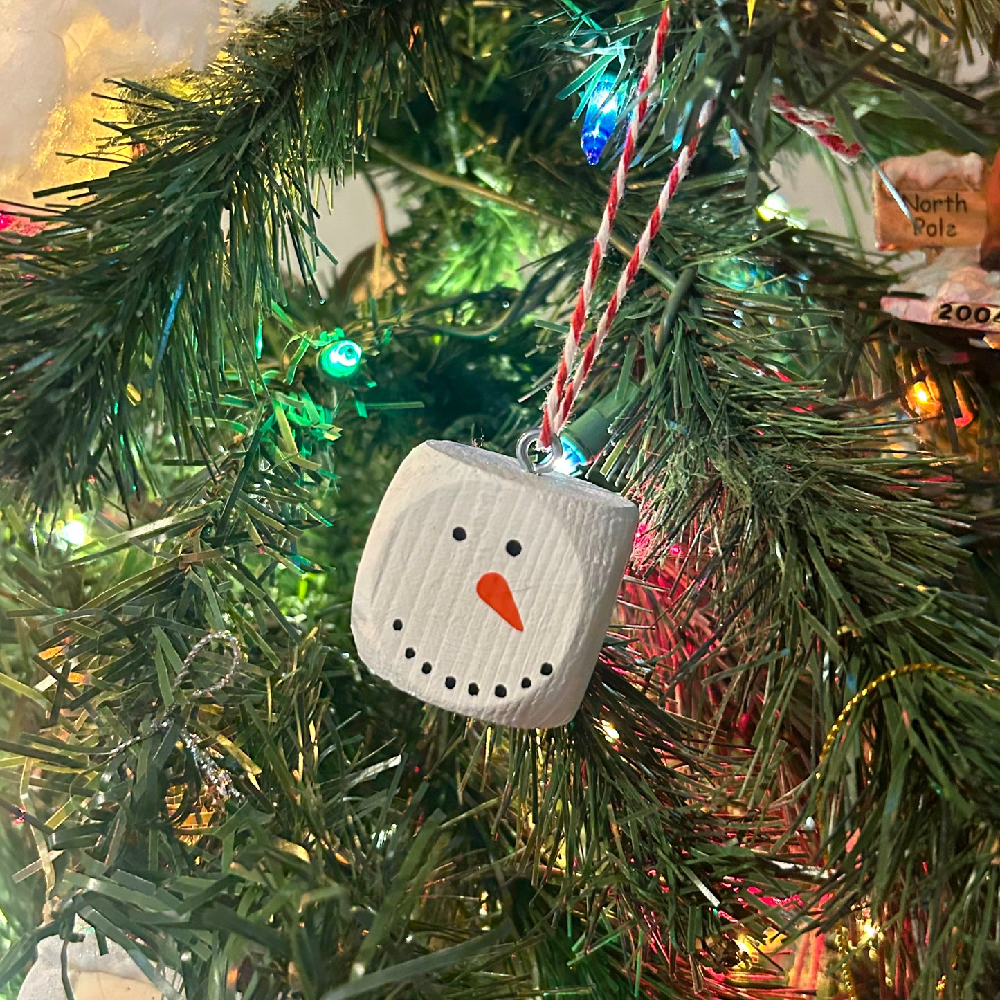 Snowman Head Block Ornament/Tag