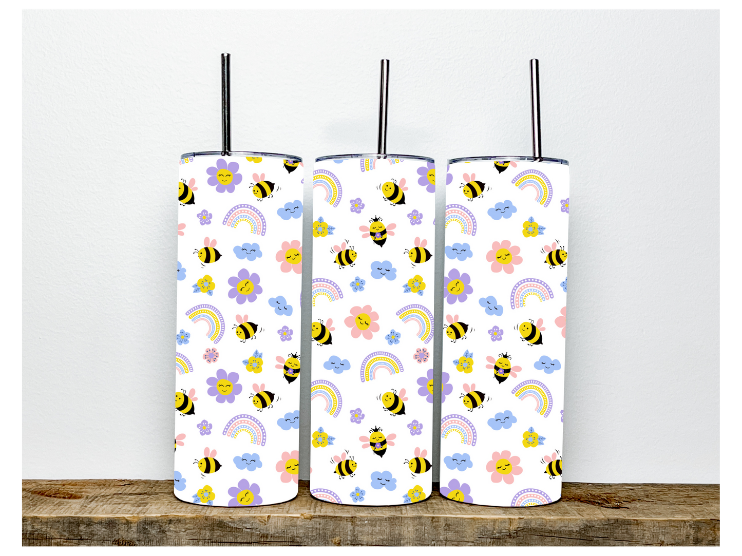 Bumblebee & Rainbows Tumbler | Stainless Steel Double Wall Tumbler