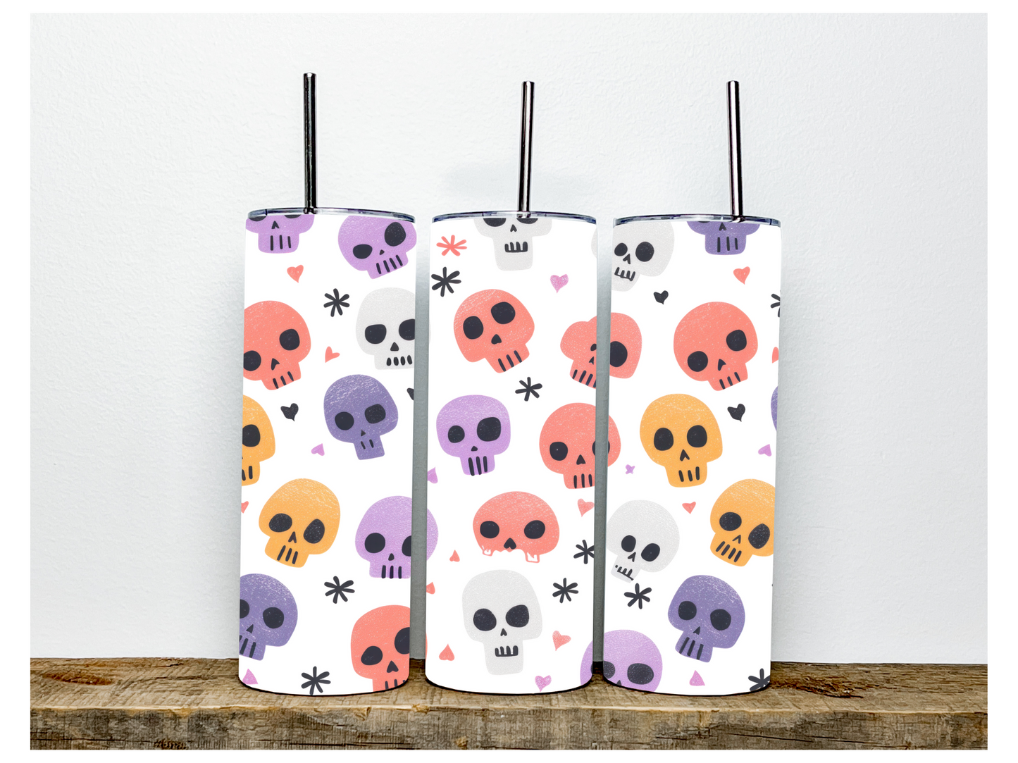 Cuties Skulls Purple Tumbler | Stainless Steel Double Wall Tumbler